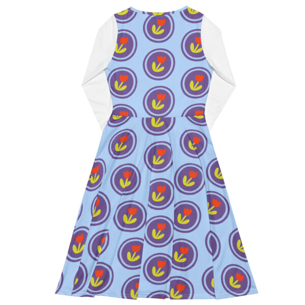 All-over print long sleeve midi dress - Image 2
