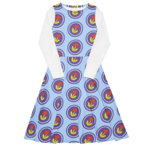 All-over print long sleeve midi dress