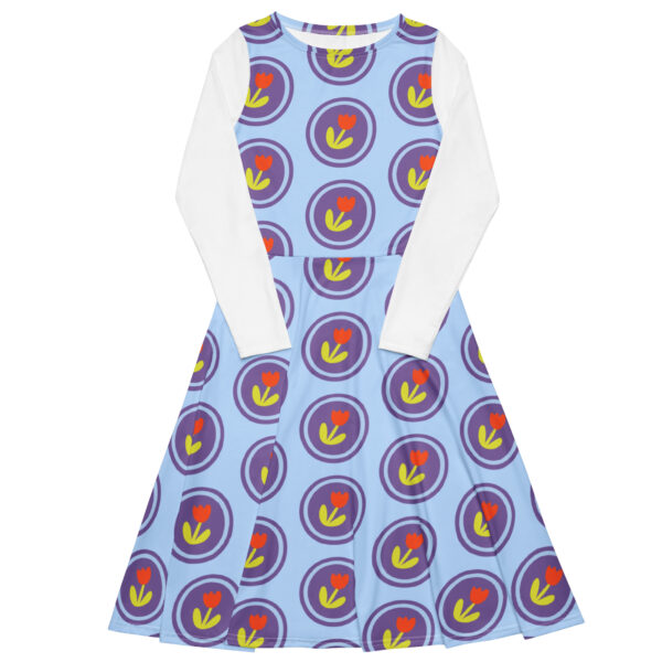 All-over print long sleeve midi dress